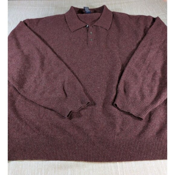 WOODS & GRAY Polo Size XL Red 100% Cashmere LS Collar Sweater Pullover - Picture 1 of 6